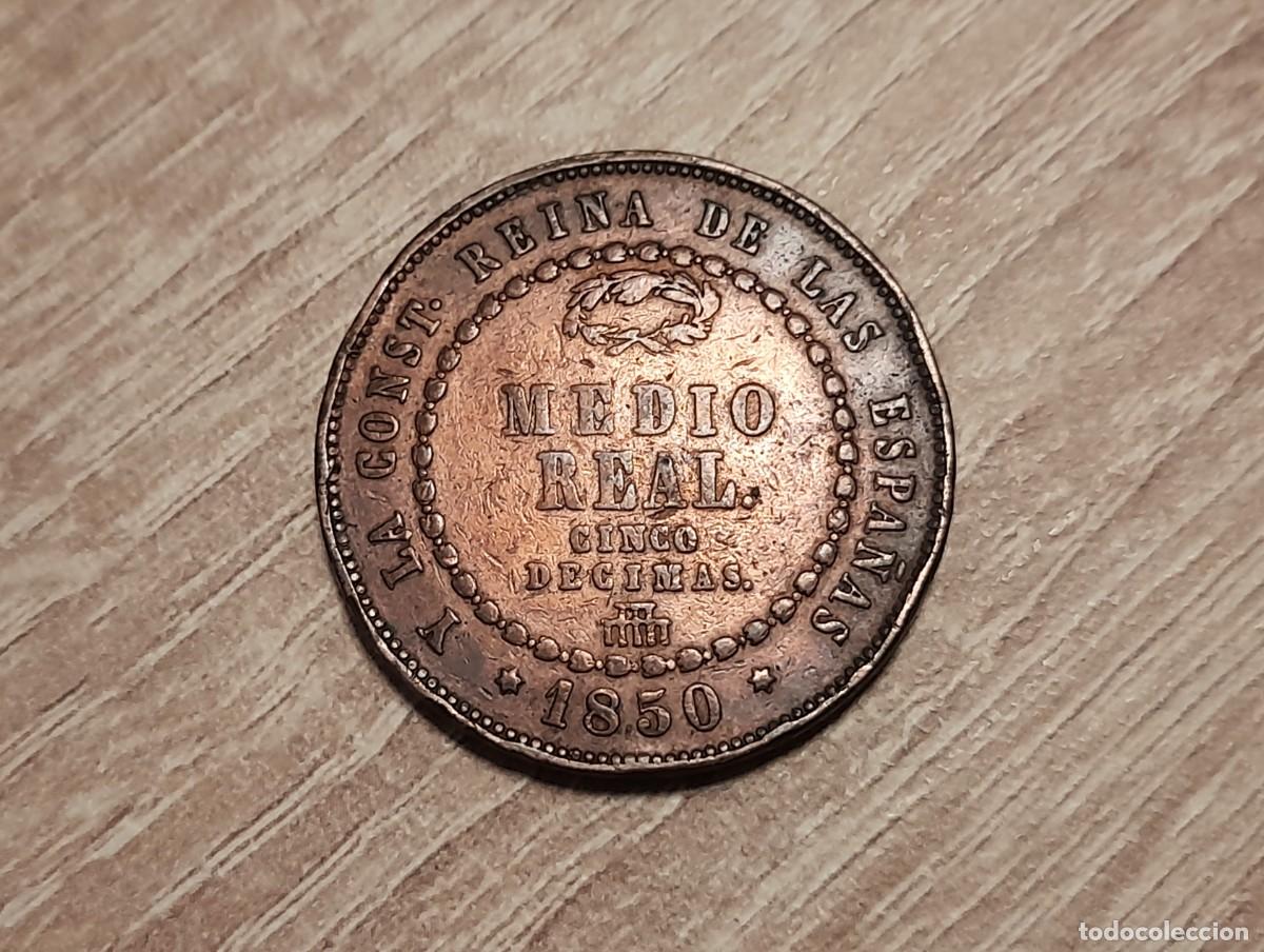 Monedas de Espa&ntilde;a: Isabel II, Medio Real 1850, Segovia