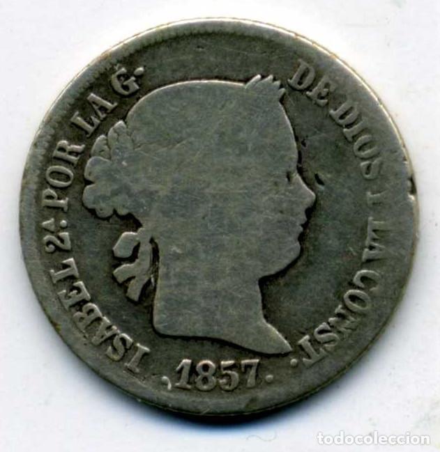 Monedas de Espa&ntilde;a: XS- ISABEL II 1857 2 Reales Barcelona