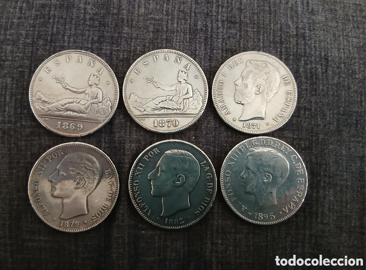 Monedas de Espa&ntilde;a: Lote replicas 6 monedas siglo XIX