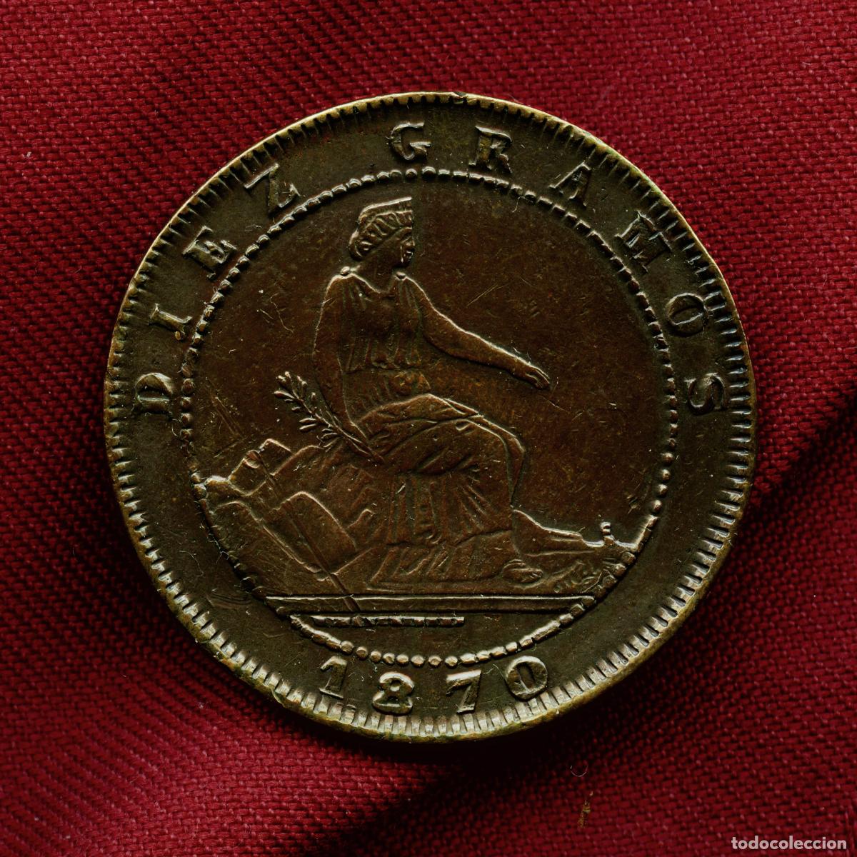 Monedas de Espa&ntilde;a: Moneda 10 c&eacute;ntimos Gobierno Provisional - Primera Rep&uacute;blica Espa&ntilde;ola 1870| Moneda 10 Cnt. Gob. Prov.