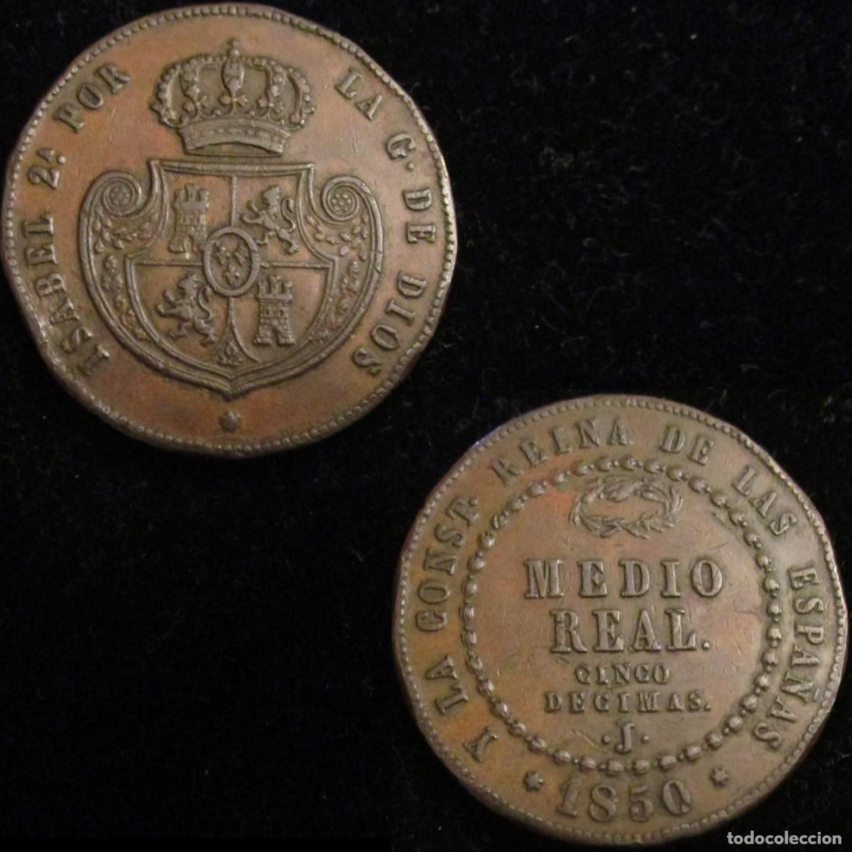 Monedas de Espa&ntilde;a: *GUTSE*788-ISABEL II, MEDIO REAL (5 DECIMAS) 1850, JUBIA, MBC+