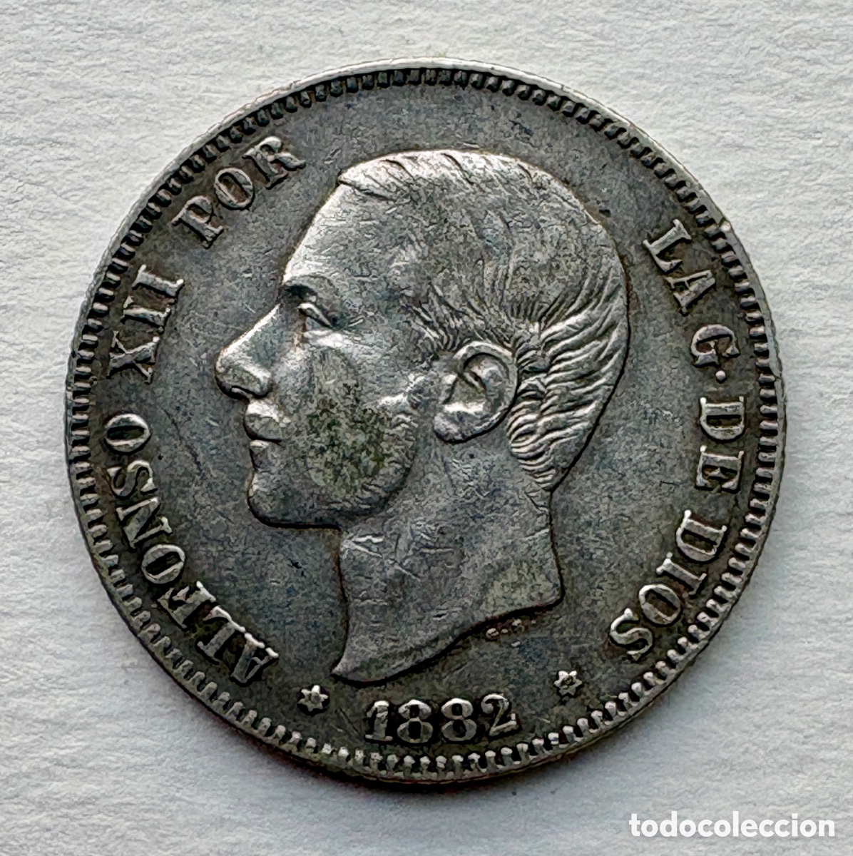 Monedas de Espa&ntilde;a: 2 PESETAS 1882 *18-82 ALFONSO XII MADRID PLATA MBC ESTRELLAS VISIBLES ORIGINAL