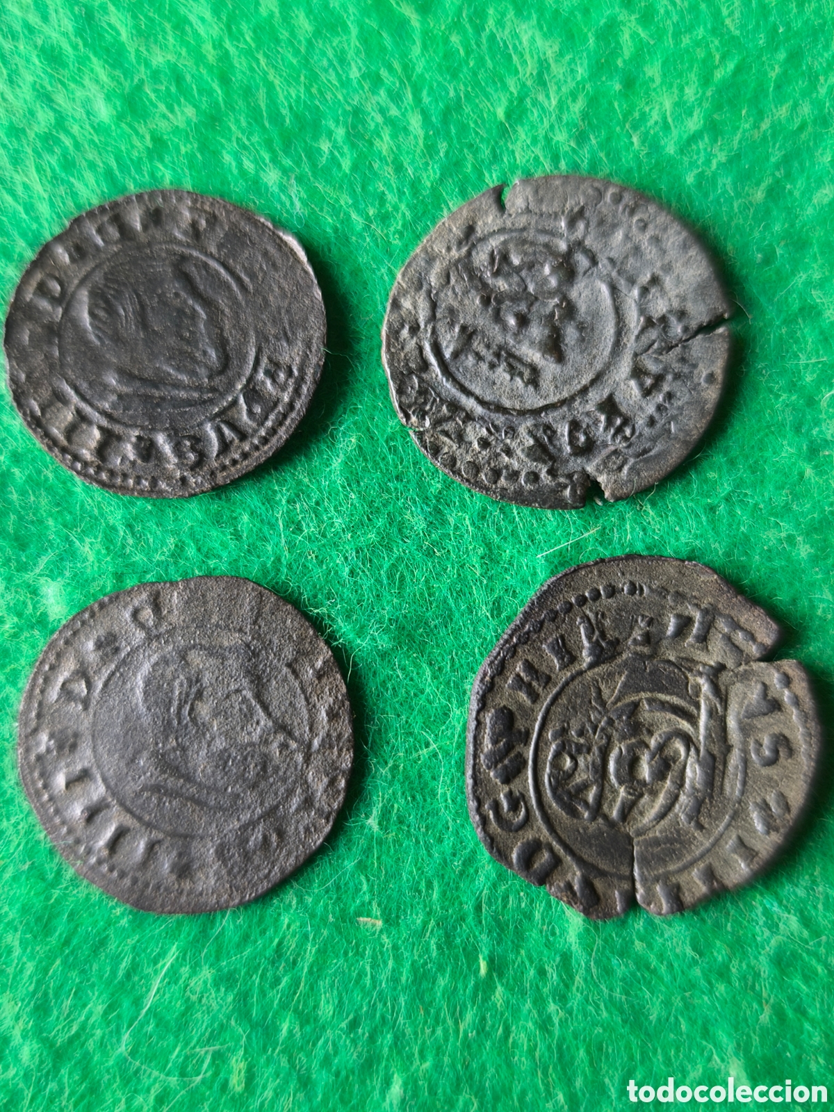 Monedas de Espa&ntilde;a: Lote 4 monedas Felipe IV falsas de &eacute;poca