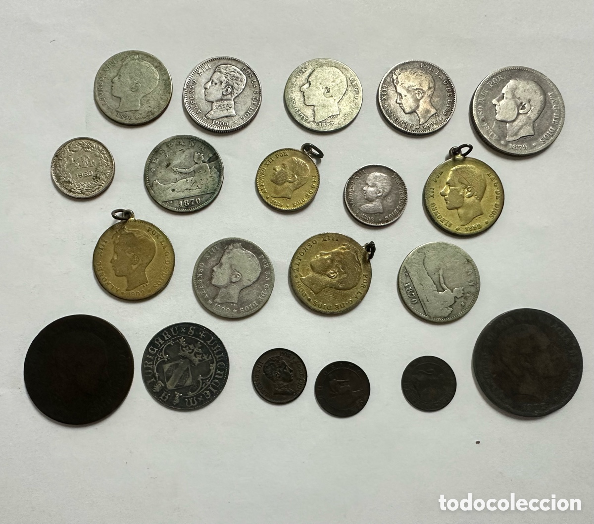 Monedas de Espa&ntilde;a: Lote monedas plata y cobre