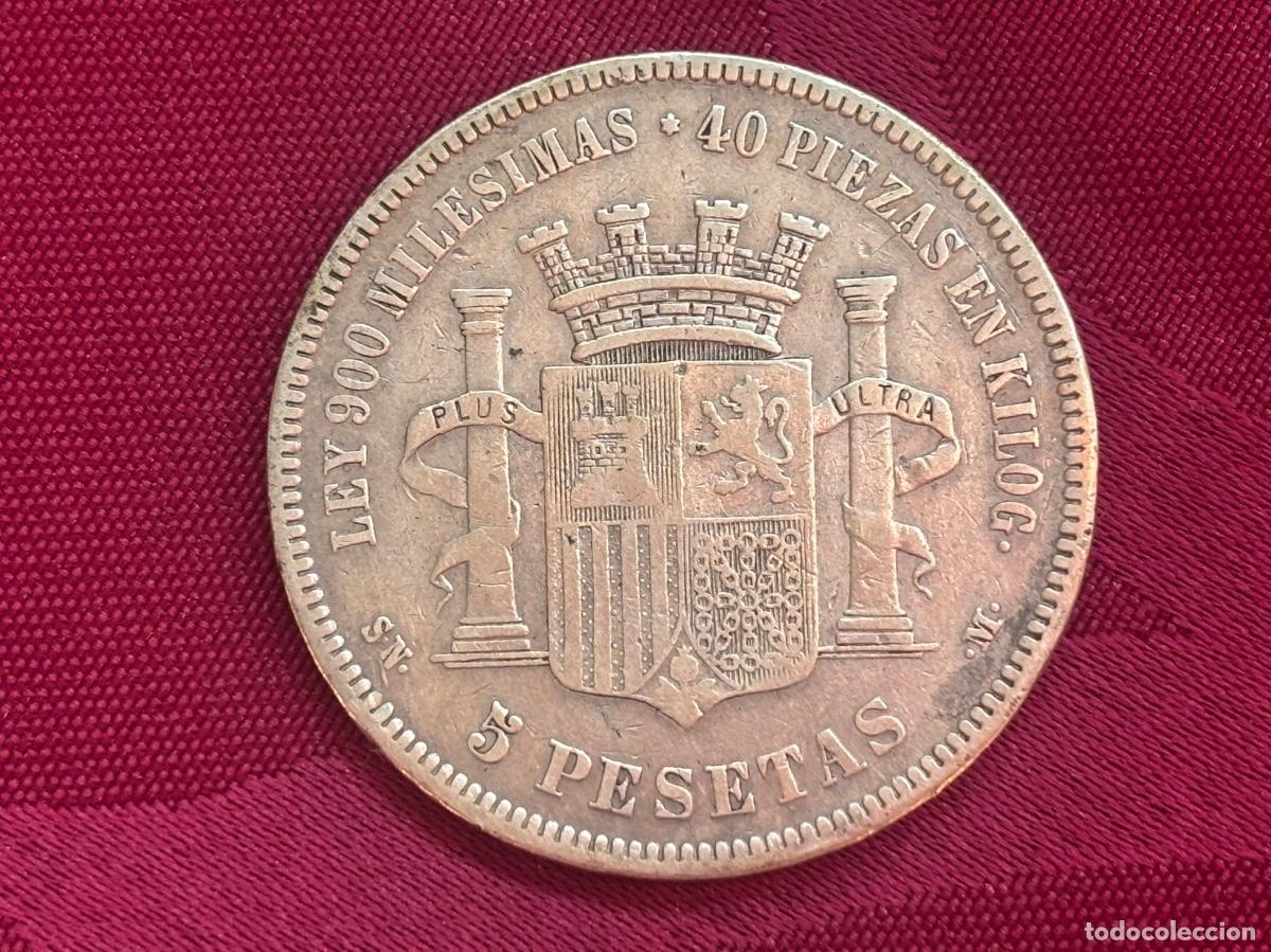 Monedas de Espa&ntilde;a: Moneda de 5 pesetas 1870 - Foto 2