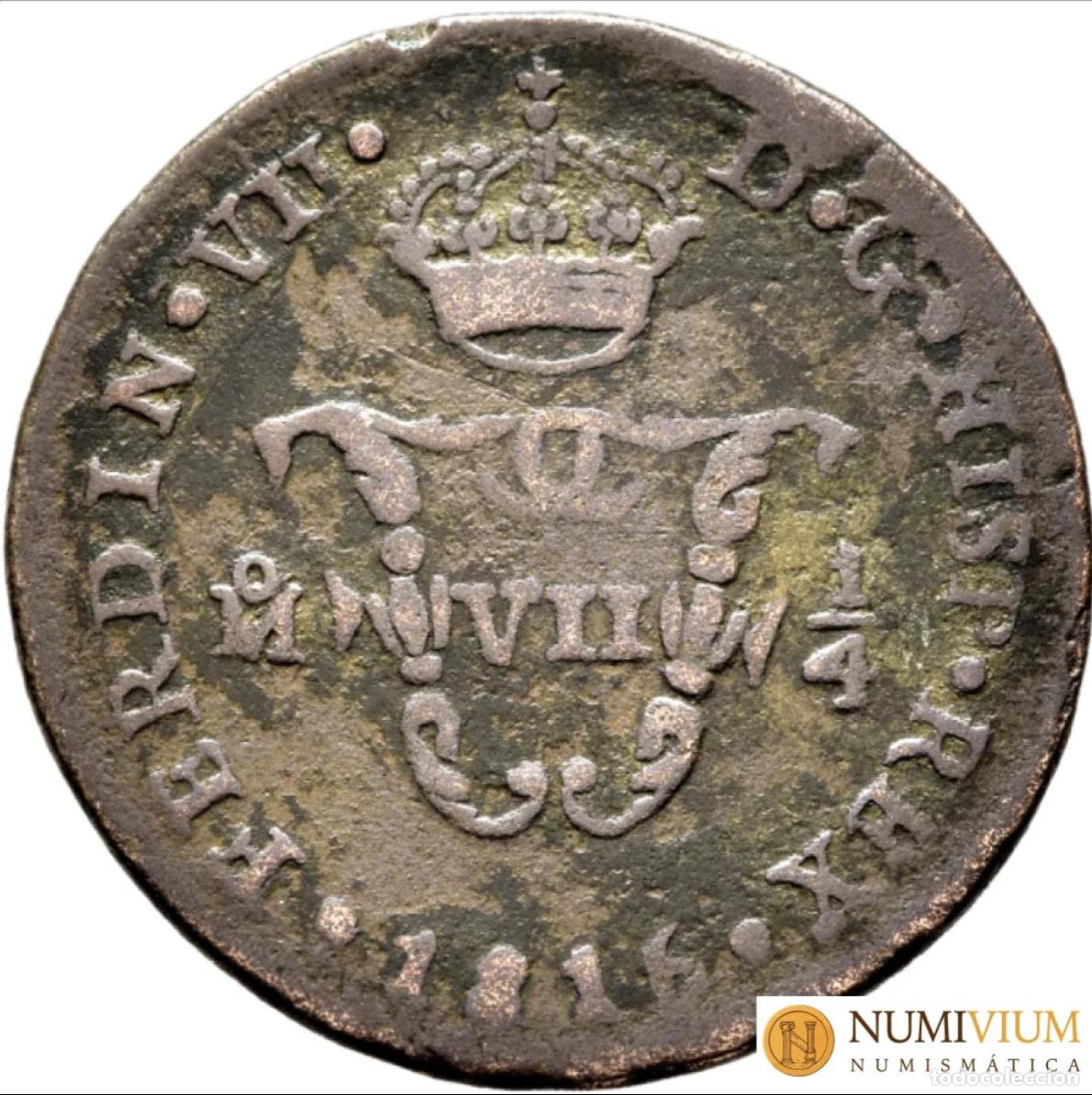 Monedas de Espa&ntilde;a: FERNANDO VII. M&eacute;jico. Cuarto. 1816. Muy escasa
