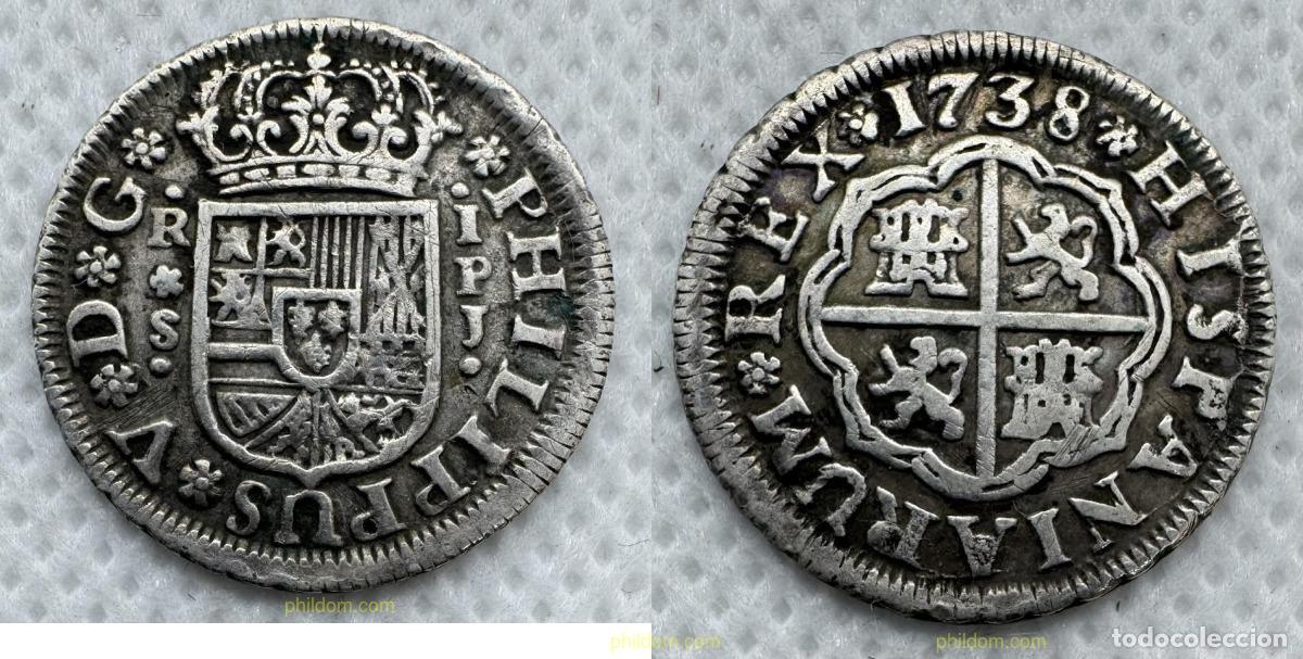 Monedas de Espa&ntilde;a: 5116 ESPA&Ntilde;A 1738 FELIPE V 1 REAL SEVILLA 1738 PJ