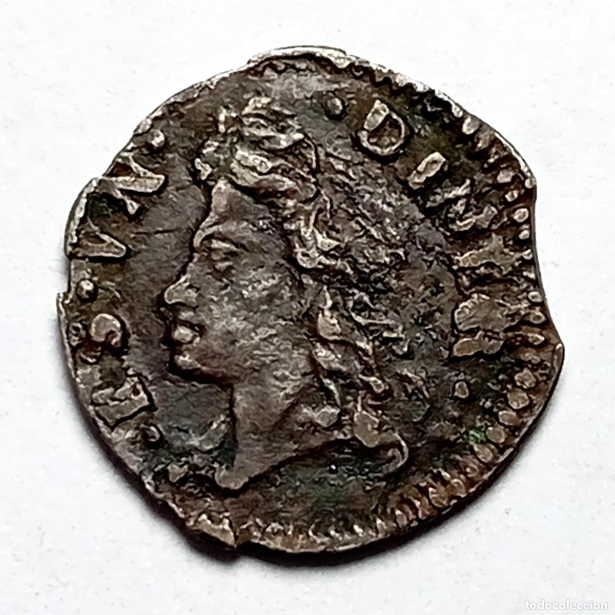 Monedas de Espa&ntilde;a: ⚜️ BBE8 9. Carlos III el Pretendiente. Barcelona. Un diner 1709. 0,73 g