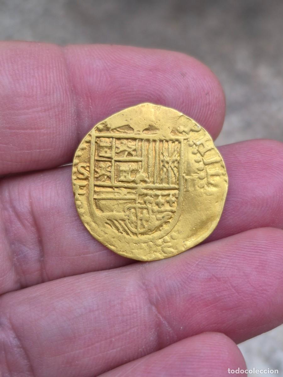 Monedas de Espa&ntilde;a: NT/ BONITOS 2 ESCUDOS ORO FELIPE II SEVILLA GOLD COB 6,62 GRS (E998)