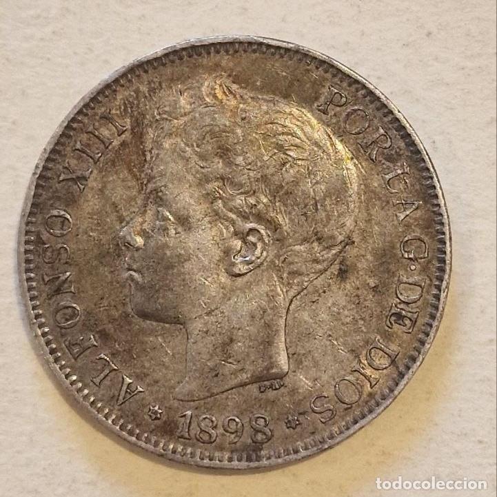 Monedas de Espa&ntilde;a: 5 Pesetas Alfonso XIII 1898 ★18-98★ SGV &mdash; Duro plata &rdquo;Caracolillo&rdquo; MBC-