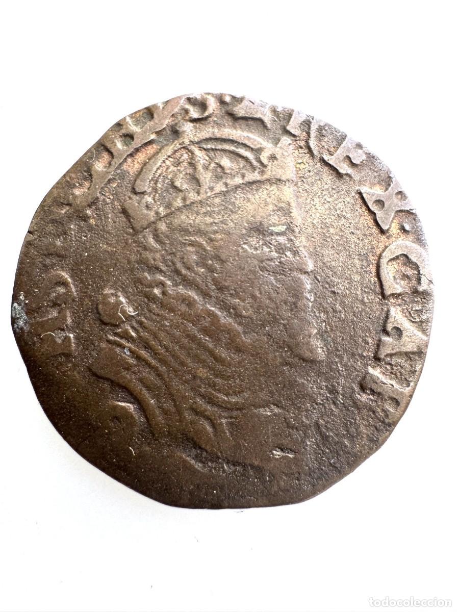 Monedas de Espa&ntilde;a: Felipe II. Pa&iacute;ses Bajos Espa&ntilde;oles Liard 1591 Arr&aacute;s, Escaso Ae MBC/MBC-