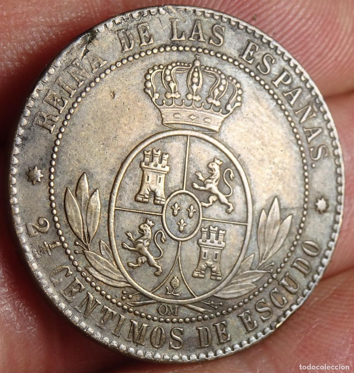 Monedas de Espa&ntilde;a: ANTIGUA MONEDA 2 1/2 C&Eacute;NTIMOS DE ESCUDO, ISABEL II, 1868, VER FOTOS