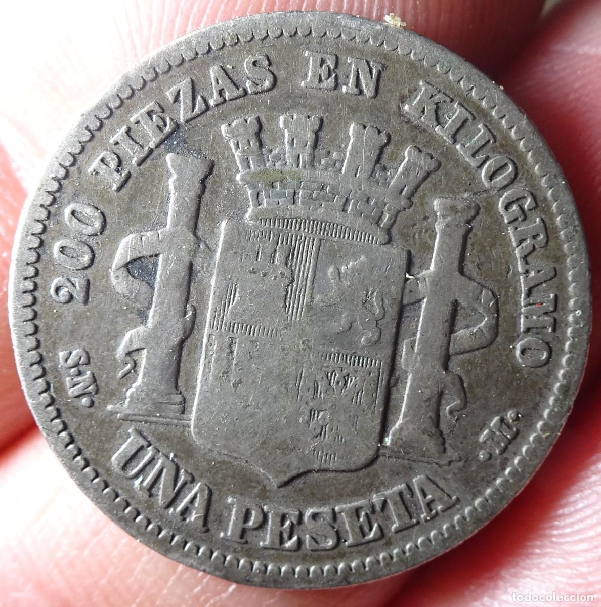 Monedas de Espa&ntilde;a: ANTIGUA MONEDA 1 PESETA ,1870, MUY GASTADA, VER FOTOS