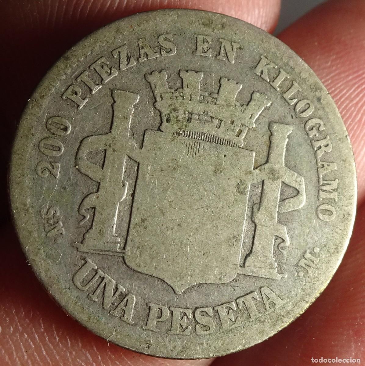 Monedas de Espa&ntilde;a: ANTIGUA MONEDA 1 PESETA ,1870, MUY GASTADA, VER FOTOS