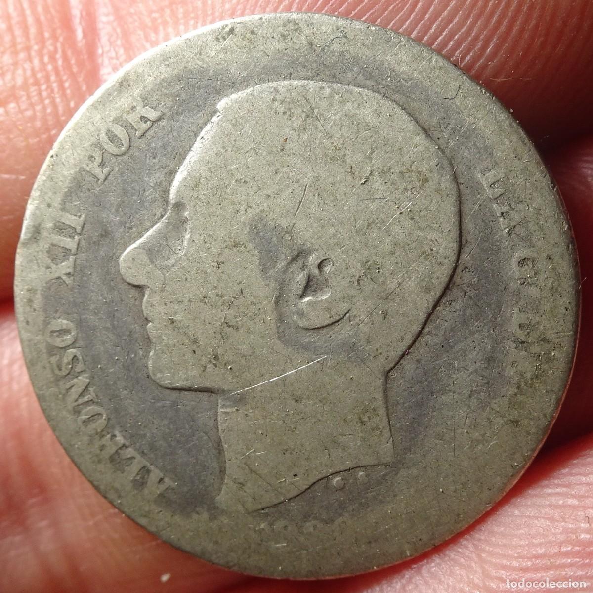 Monedas de Espa&ntilde;a: ANTIGUA MONEDA 1 PESETA ALFONSO XII, MUY GASTADA, VER FOTOS