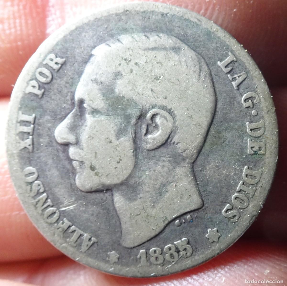 Monedas de Espa&ntilde;a: ANTIGUA MONEDA 1 PESETA ALFONSO XII, MUY GASTADA, 1885, VER FOTOS