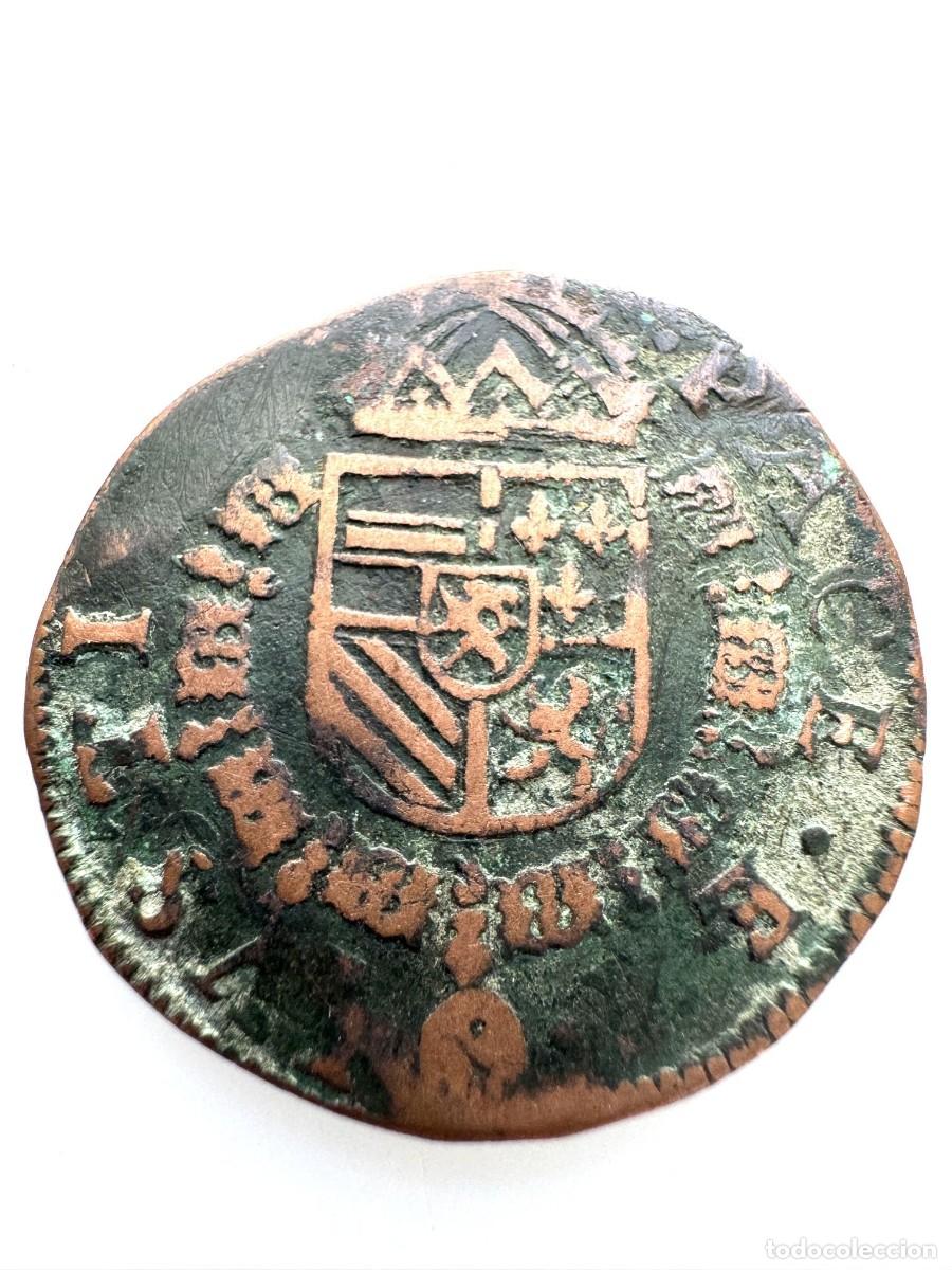 Monedas de Espa&ntilde;a: Pa&iacute;ses Bajos Espa&ntilde;oles. Felipe II 12 Mites 1581 Gante. Ae Escaso MBC-