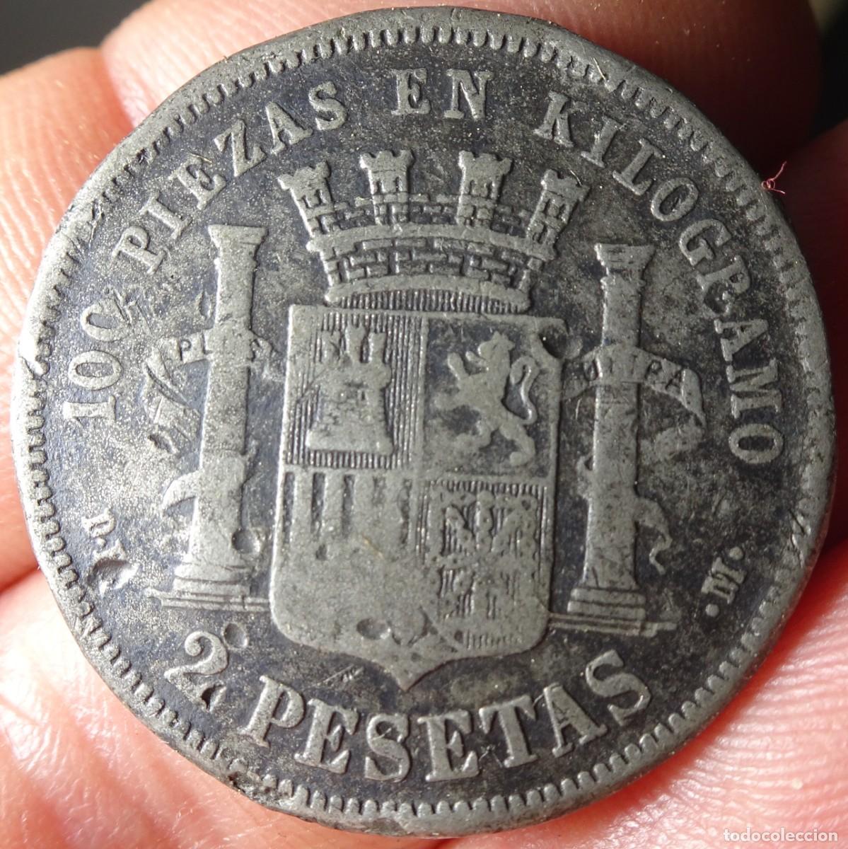 Monedas de Espa&ntilde;a: ANTIGUA MONEDA 2 PESETAS 1870, VER FOTOS