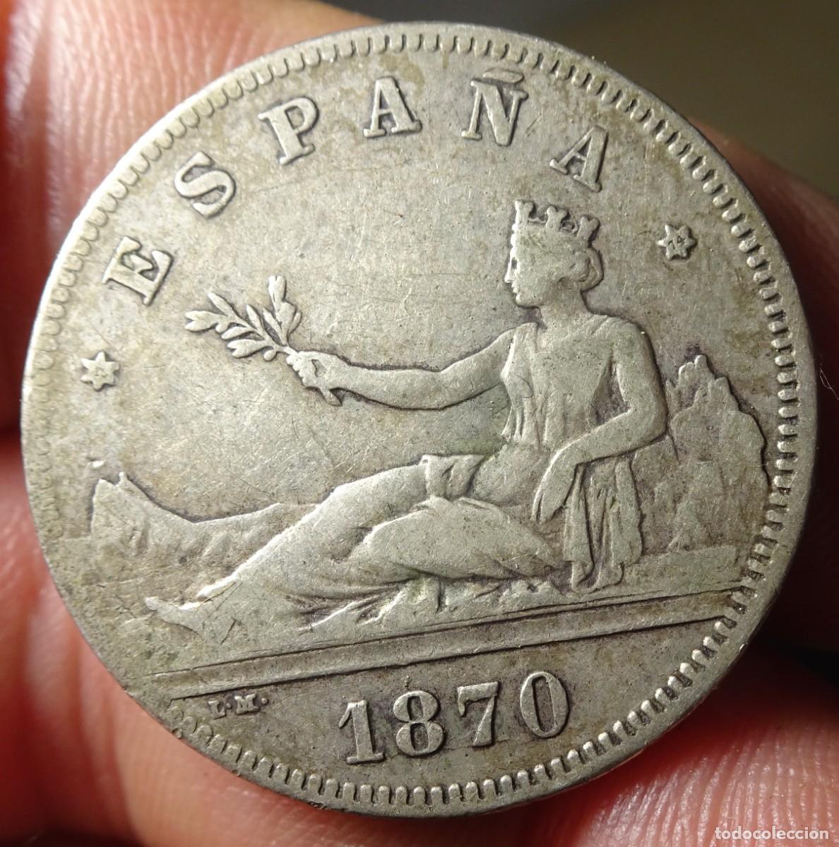Monedas de Espa&ntilde;a: ANTIGUA MONEDA 2 PESETAS 1870, VER FOTOS