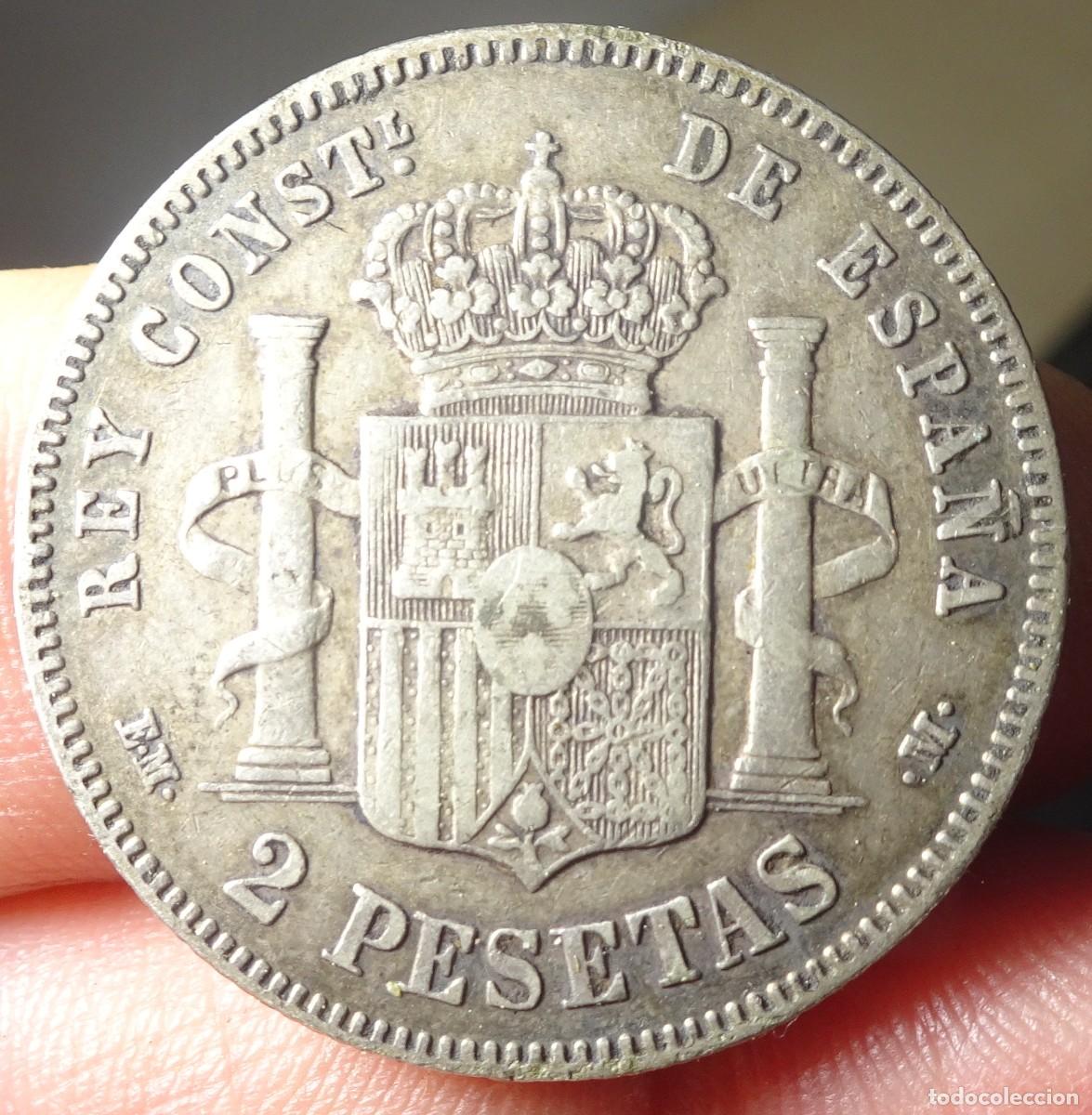 Monedas de Espa&ntilde;a: ANTIGUA MONEDA 2 PESETAS ALFONSO XII 1879, PLATA, VER FOTOS