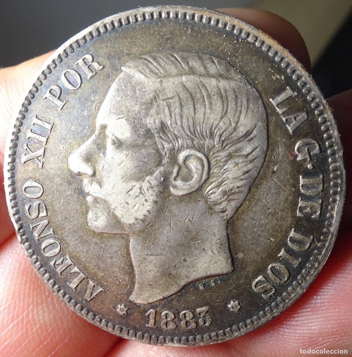 Monedas de Espa&ntilde;a: ANTIGUA MONEDA 5 PESETAS ALFONSO XII 1883, PLATA, VER FOTOS