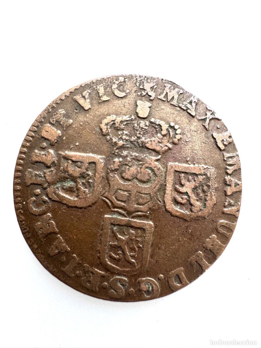 Monedas de Espa&ntilde;a: Maximiliano II Emanuel de Baviera. Gobernador de los Pa&iacute;ses Bajos Espa&ntilde;oles .Liard 1712/11 Namur