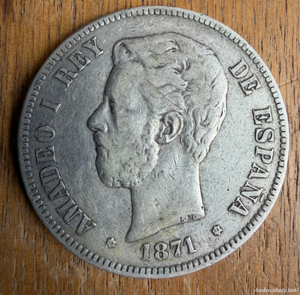 Monedas de Espa&ntilde;a: Espa&ntilde;a. Amadeo I. 5 pesetas 1871 (*18 75)