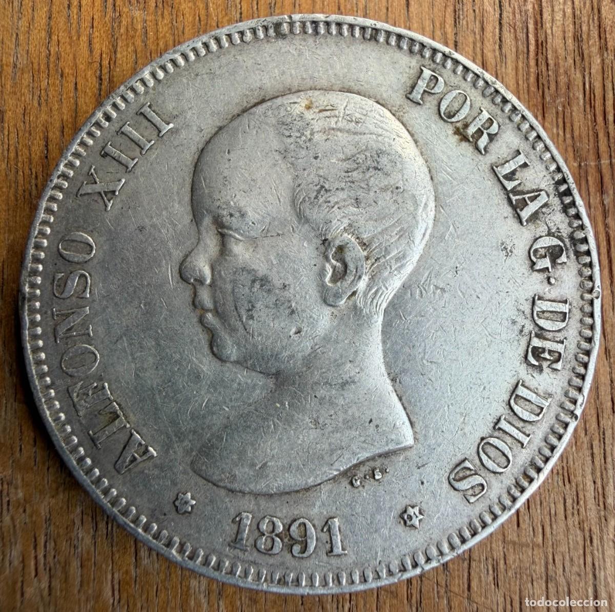 Monedas de Espa&ntilde;a: Espa&ntilde;a. Alfonso XIII. 5 pts. 1891. (*18-91)