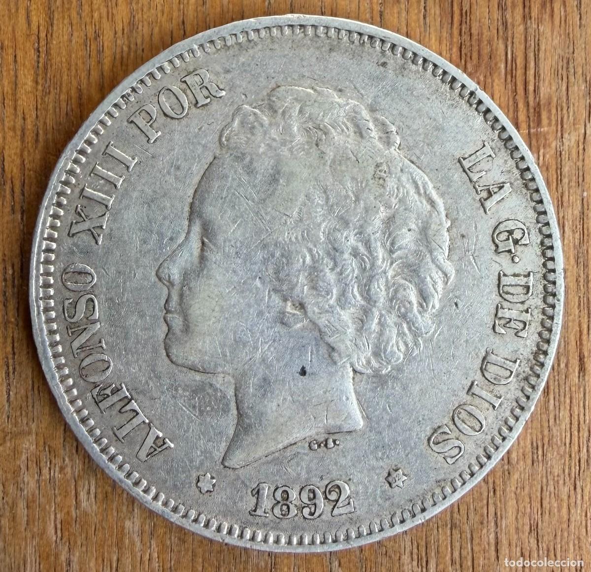 Monedas de Espa&ntilde;a: Espa&ntilde;a. Alfonso XIII. 5 pts. 1892. (*18-92)