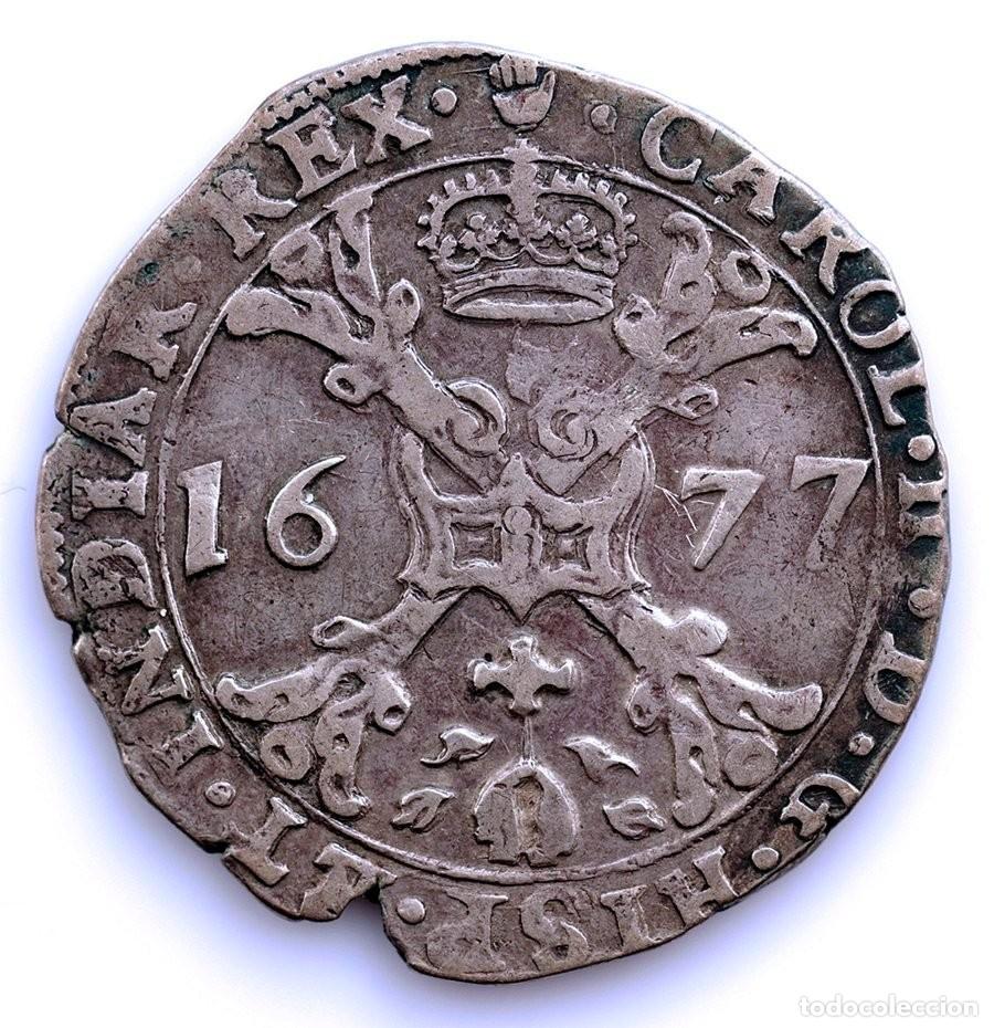 Monedas de Espa&ntilde;a: SC-Spain. Carlos II &rdquo;El Hechizado&rdquo;. 1/2 Patag&oacute;n. 1677 Amberes. Plata 13,68 g.
