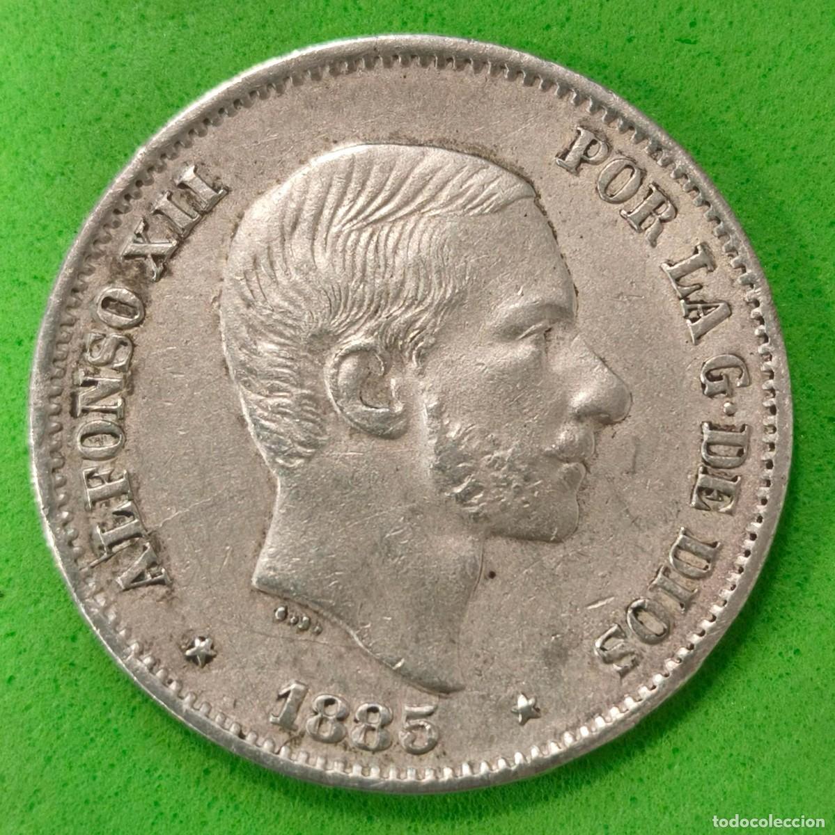 Monedas de Espa&ntilde;a: ESPA&Ntilde;A. A&Ntilde;O 1885. 50 CTS DE PESO PLATA ALFONSO XII MANILA. PESO 12,9 GR