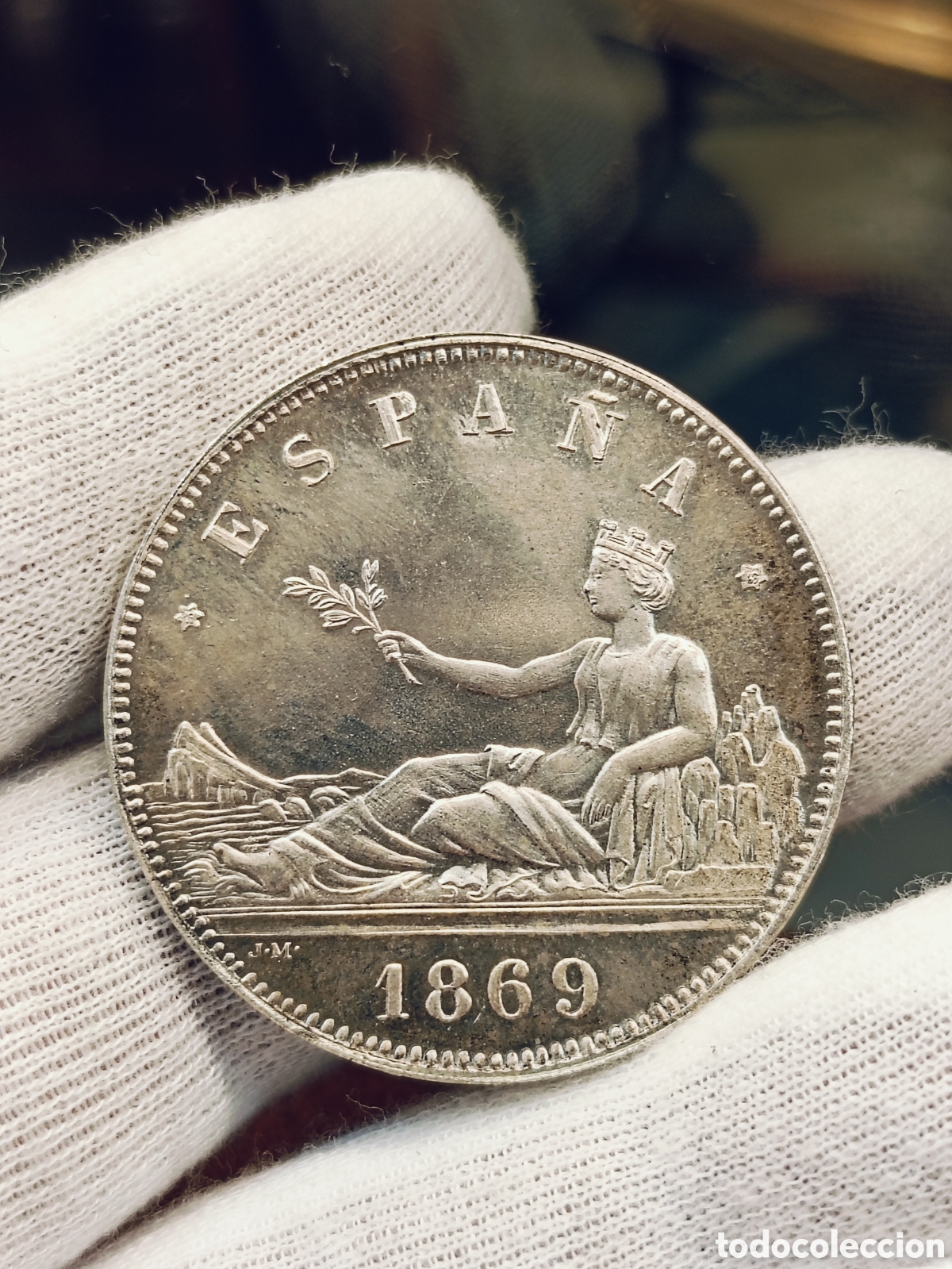 Monedas de Espa&ntilde;a: 5 PESETAS 1869 GOBIERNO PROVISIONAL . REPLICA EN PLATA 25 gramos. IDEAL PARA COMPLETAR COLECCION