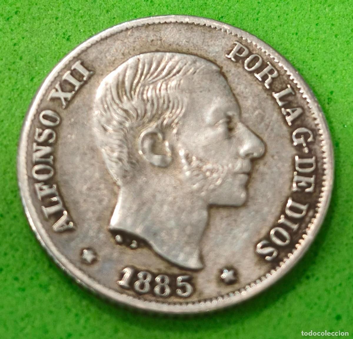Monedas de Espa&ntilde;a: ESPA&Ntilde;A. A&Ntilde;O 1885. 10 CTS DE PESO PLATA ALFONSO XII MANILA. PESO 2,6 GR
