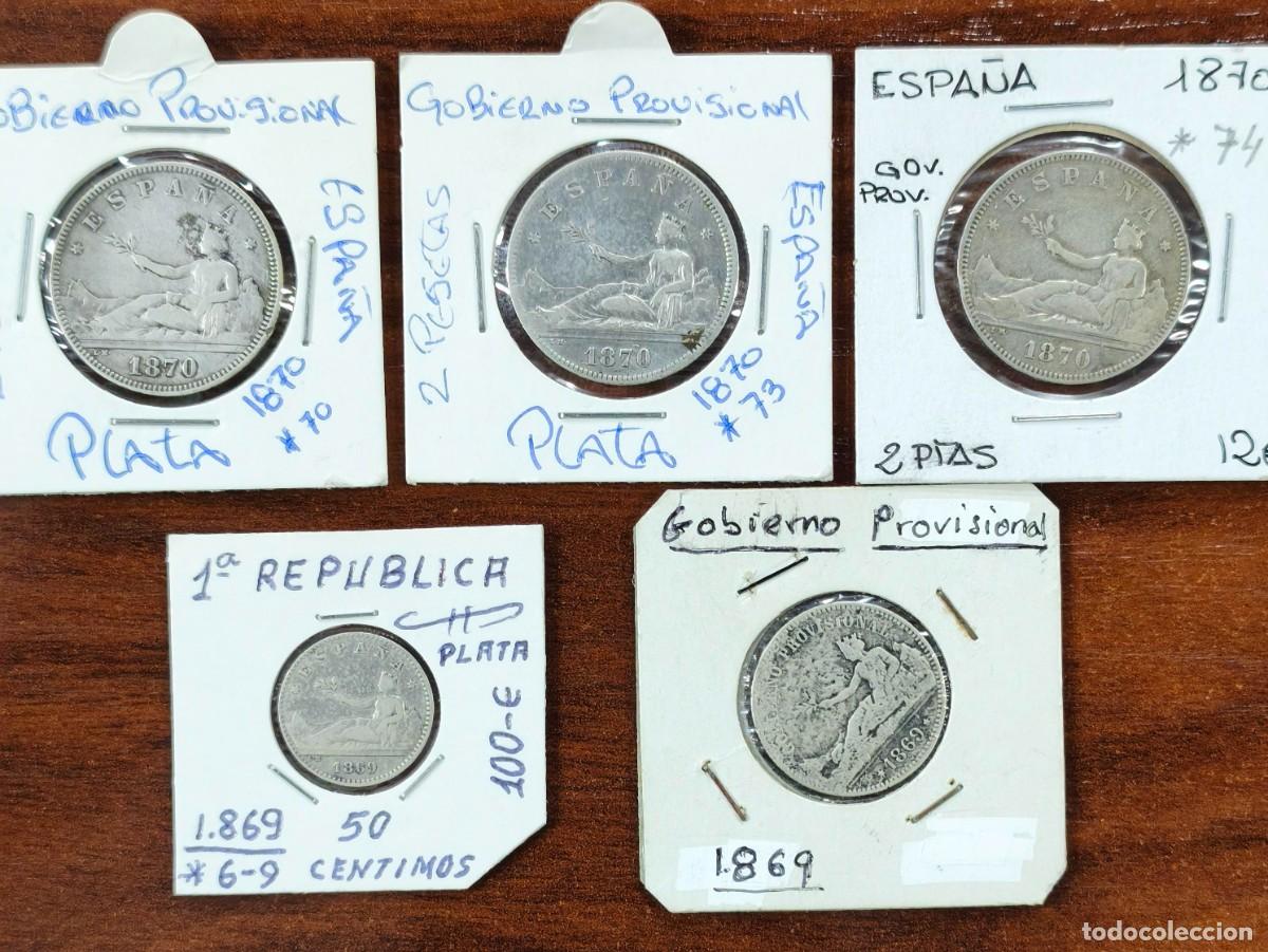 Monedas de Espa&ntilde;a: ESPA&Ntilde;A. A&Ntilde;OS 1869 Y 1870. LOTE DE 5 MONEDAS DE PLATA GOBIERNO PROVISIONAL.