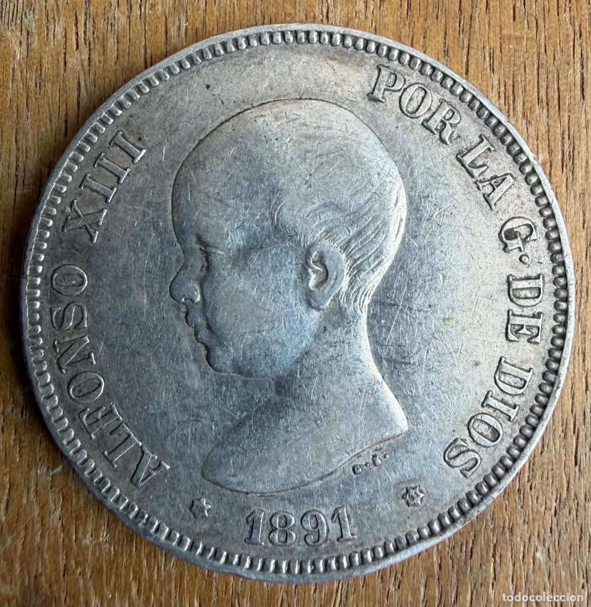 Monedas de Espa&ntilde;a: Espa&ntilde;a. Alfonso XIII. 5 pts. 1891. (*18-91)