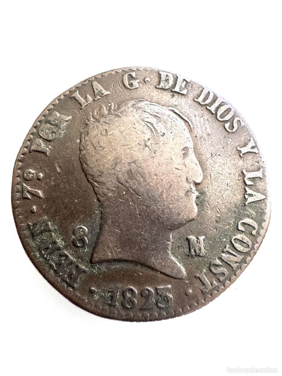 Monedas de Espa&ntilde;a: Fernando VII. 8 Maraved&iacute;s 1823 ceca en reverso. Ae MBC-