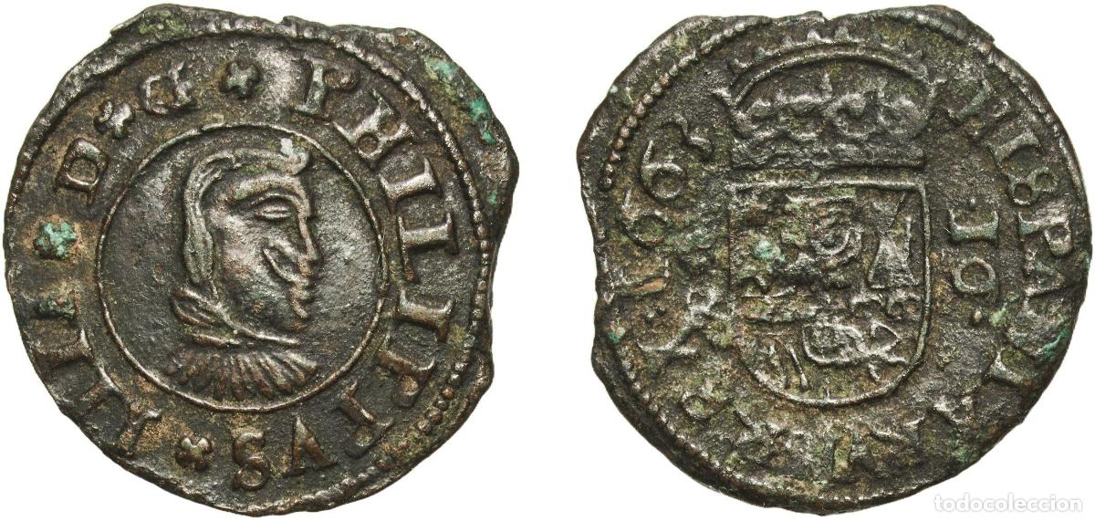 Monedas de Espa&ntilde;a: Spain Kingdom 1663 16 Maravedis - Felipe IV Billon 3.83g VF KM 172