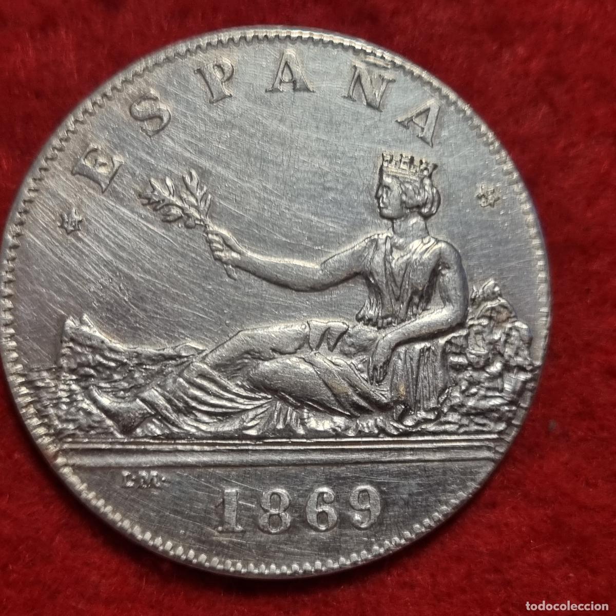 Monedas de Espa&ntilde;a: MONEDA 5 PESETAS 1869 DURO OJO REPRODUCCION EN PLATA SI ES PLATA PESA 25,03 G. C38
