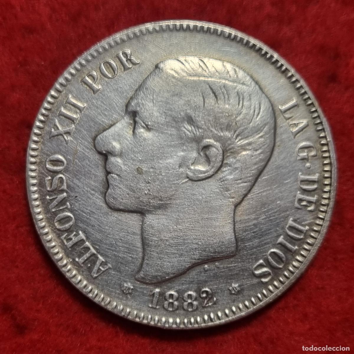 Monedas de Espa&ntilde;a: MONEDA 5 PESETAS 1882 DURO OJO REPRODUCCION EN PLATA SI ES PLATA PESA 24,01 G. C38