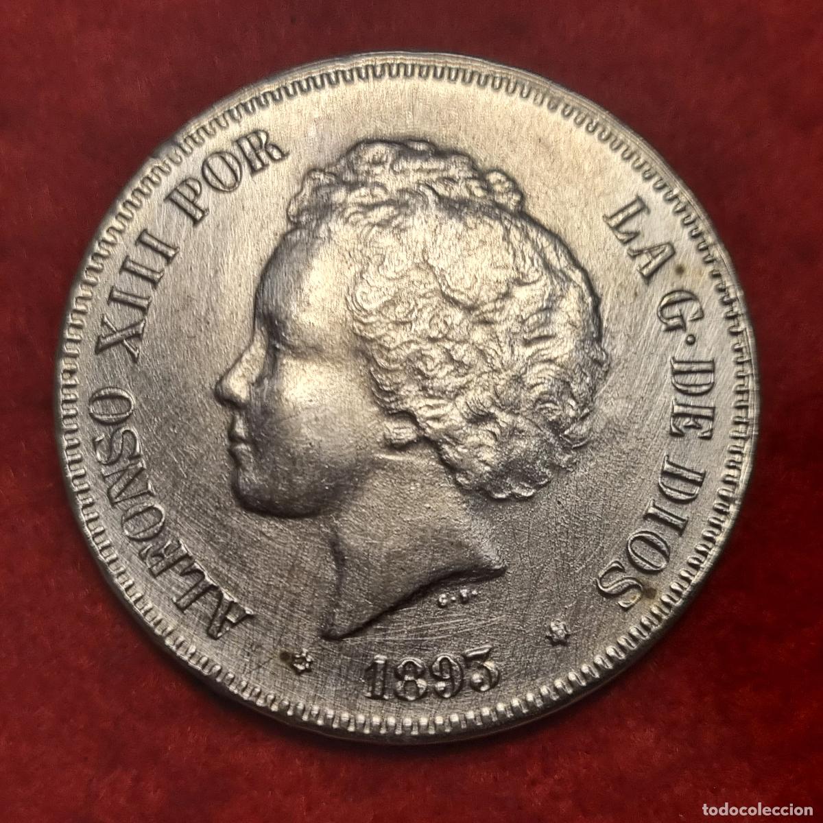 Monedas de Espa&ntilde;a: MONEDA 5 PESETAS 1893 DURO OJO REPRODUCCION EN PLATA SI ES PLATA PESA 25,15 G. C38
