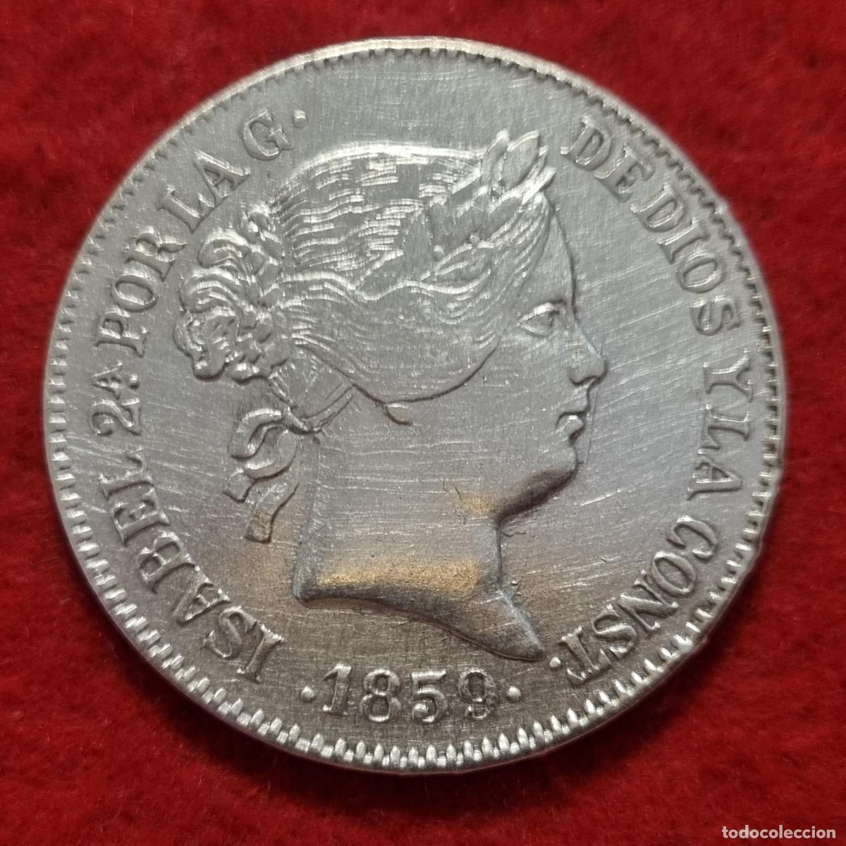 Monedas de Espa&ntilde;a: MONEDA 20 REALES ISABEL II 1859 OJO REPRODUCCION EN PLATA SI ES PLATA PESA 25,19 G. C38