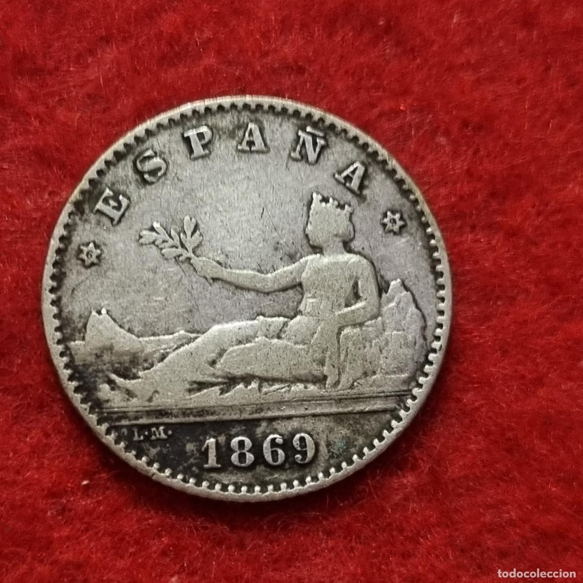 Monedas de Espa&ntilde;a: MONEDA 50 CENTIMOS 1869 PLATA ESTRELLAS 6 9 MBC+ ORIGINAL C38