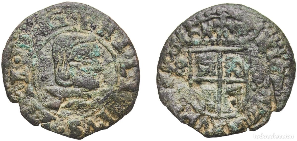 Monete da Spagna: Spain Kingdom 1661 S R 8 Maravedis - Felipe IV Billon Seville Mint 1.24g VF KM 12.6 Cal 1581 Aureo