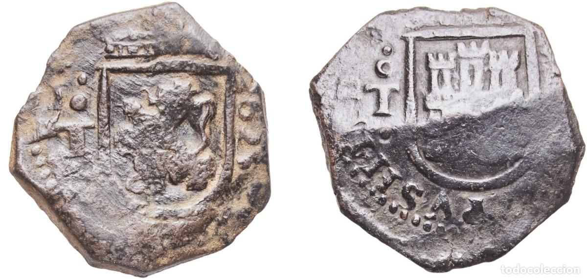 Monete da Spagna: Spain Kingdom 1623 T 8 Maravedis - Felipe IV Copper Toledo Mint 6.65g VF KM 10.7 Cal 1608 Aureo 414
