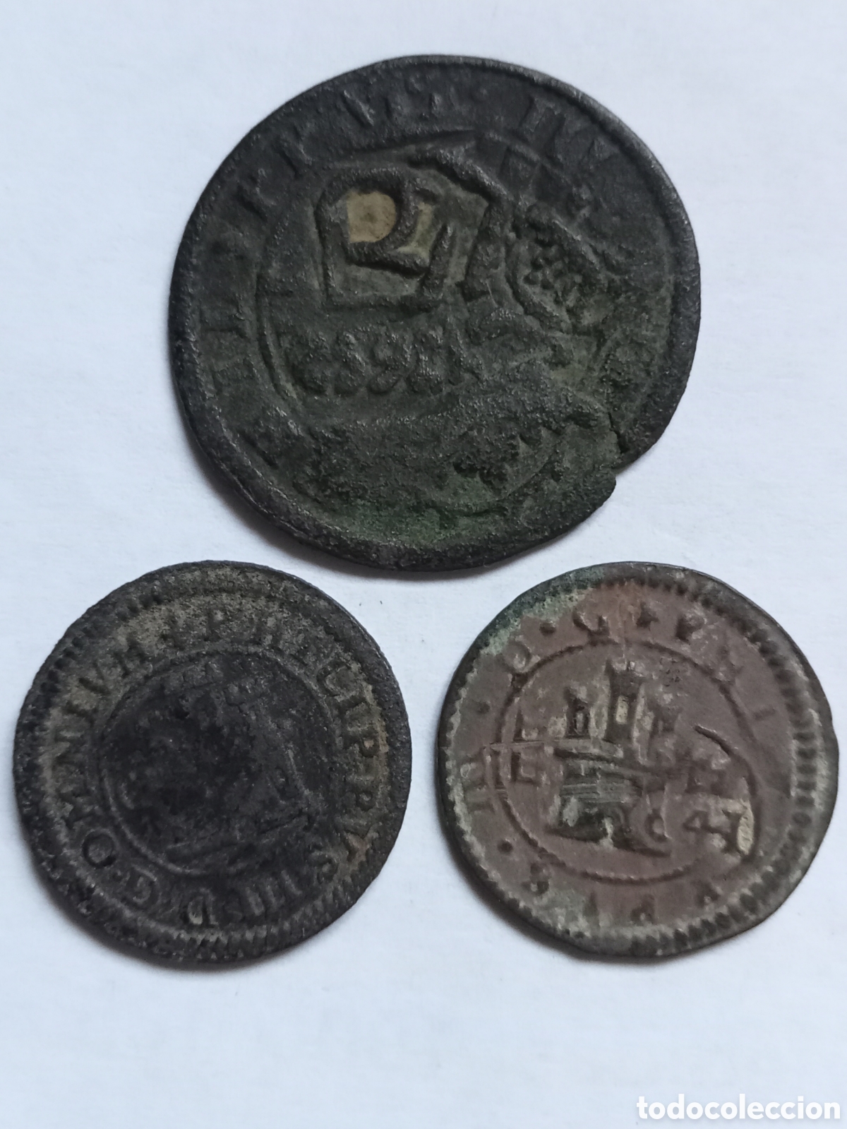 Coins of Spain: FELIPE III - SIGLO XVII - 3 MONEDAS RESELLADAS