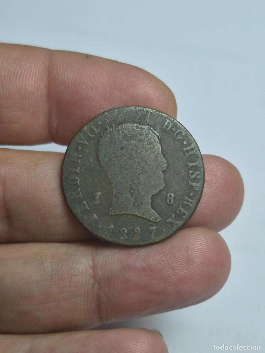 M&uuml;nzen von Spanien: NT/ FERNANDO VII 8 MARAVEDIES 1827 JUBIA (E434)
