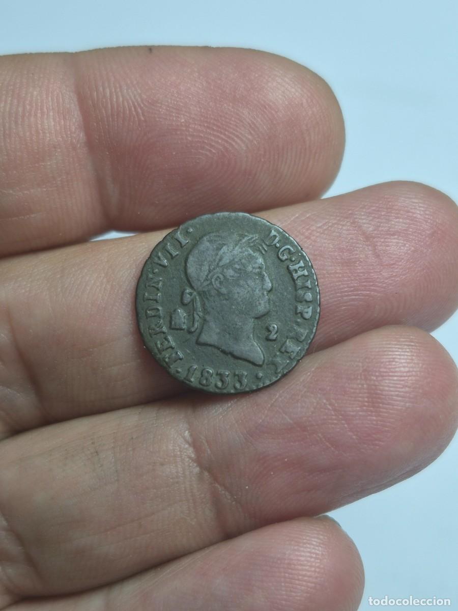 M&uuml;nzen von Spanien: NT/ FERNANDO VII 2 MARAVEDIES 1833 SEGOVIA (E560)