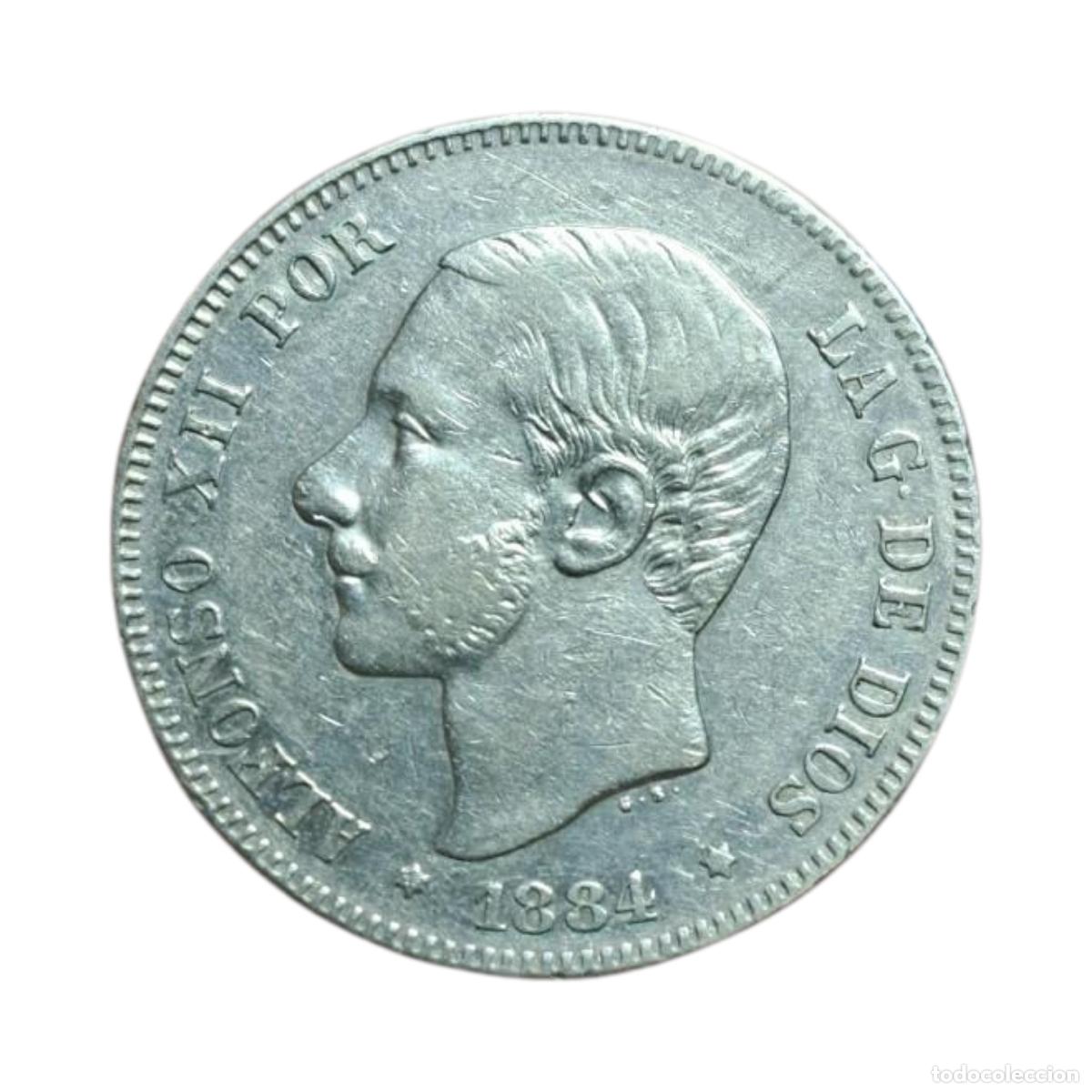 Monnaies d'Espagne: NT/ ALFONSO XII 2 PESETAS PLATA 1884 *18 *84 ESCASA Y BONITA VEA VIDEO (E211)