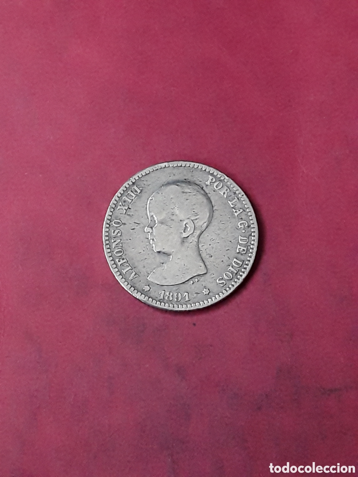 Monnaies d'Espagne: 1 PESETA 1891 ALFONSO XIII PLATA