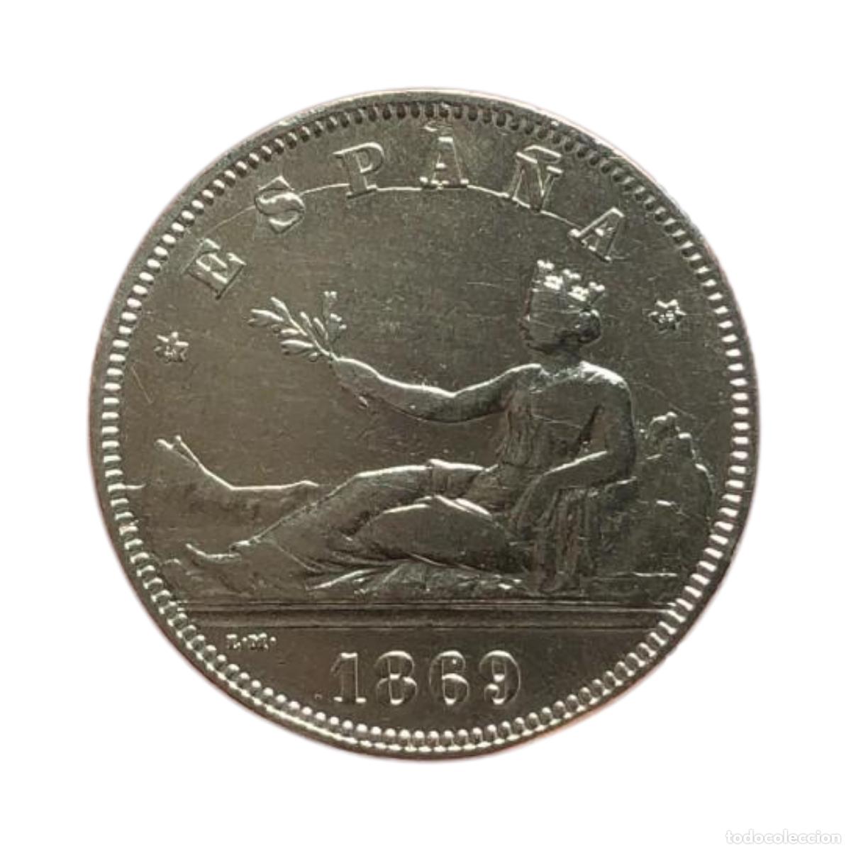 Coins of Spain: NT/ 1&ordf; REPUBLICA 2 PESETAS PLATA 1869*18 *69 PRECIOSA VEA VIDEO (E207)